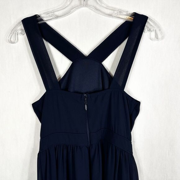 Lulus Small Dress Navy Blue Maxi Floor Length Sleeveless Chiffon Zip Lined‎ 184 - Picture 7 of 8